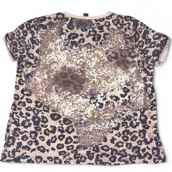 Leopard Print 'Blessed' Tee - Tan and Blue - Picture 4 of 4